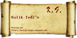Kulik Iván névjegykártya