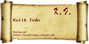 Kulik Iván névjegykártya